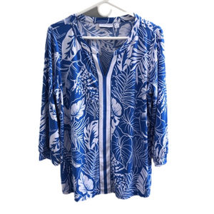 Susan Graver Printed Liquid Knit Top with Blouson Sleeves
